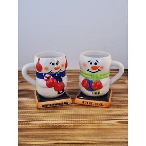 Bay‎ Island Ceramic Snowman Coffee Mugs Hot Chocolate Cups 10oz Set of 2